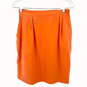 VTG Restless Clothiers Orange Silk Skirt W/ Elastic Waistband & Pockets